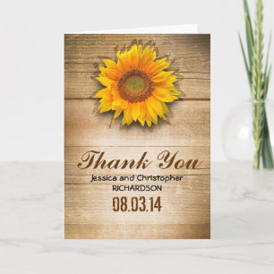 cartes de remerciement rustiques tournesol