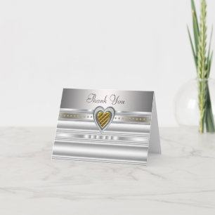 Cartes de Remerciement Silver Gold Heart