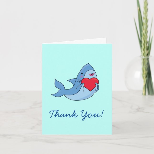 Cartes de remerciement stationnaires Enfant Requin (Devant)