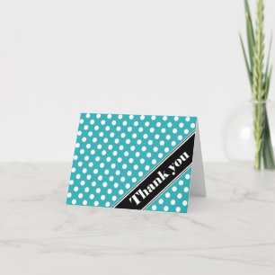 Cartes de remerciement turquoise à pois et rayures