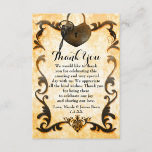 Cartes de remerciement vintage antiques Heart Lock