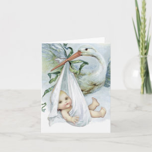 Cartes de remerciement Vintage Blue Stork
