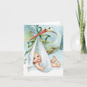 Cartes de remerciement Vintage Blue Stork