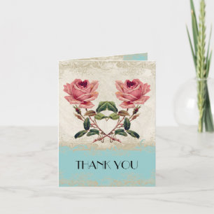 Cartes de Remerciement Vintage Rose Aqua de Style 