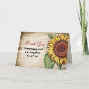 Cartes de remerciement vintage tournesol magnifiqu