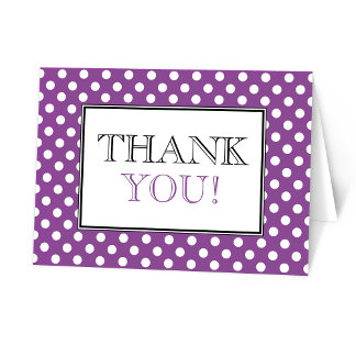 Cartes de remerciement violettes à pois