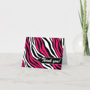 Cartes de remerciement Zebra Print Mix Fuchsia