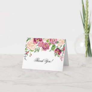 Cartes de Remerciements Aquarelle Fleurs de Rose B