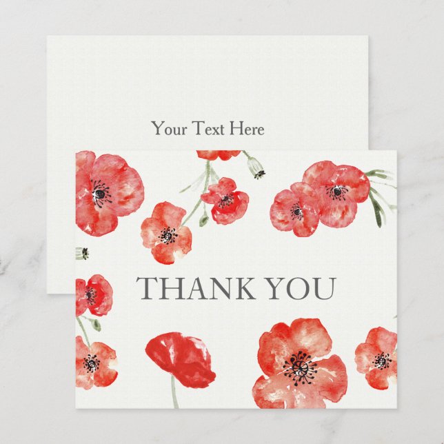 Cartes de remerciements Budget Red Poppies (Devant / Derrière)