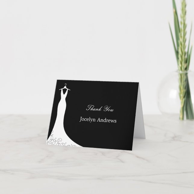 Cartes de remerciements Couture Gown (Noir) (Devant)