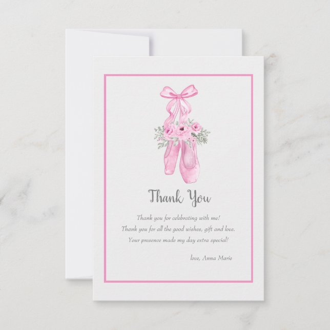 Cartes de remerciements de chaussons Ballerina (Devant)