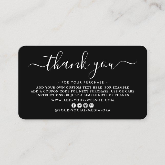 Cartes de remerciements d'entreprise à script simp (Devant)