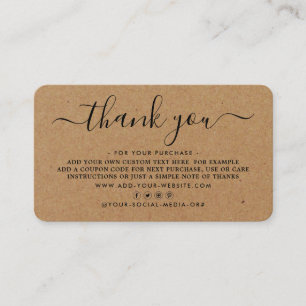Cartes de remerciements d'entreprise à script simp