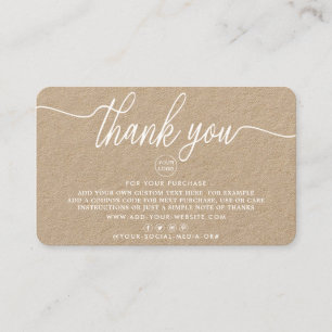 Cartes de remerciements d'entreprise à script simp