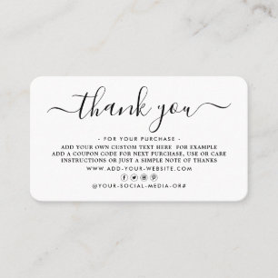 Cartes de remerciements d'entreprise à script simp