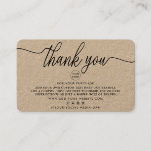 Cartes de remerciements d'entreprise à script simp