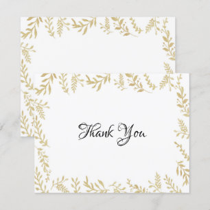 Cartes de remerciements Feuilles Chic Gold Foil