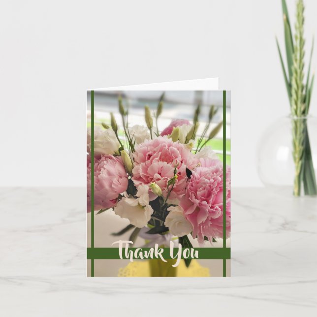 Cartes de remerciements florales roses (Devant)