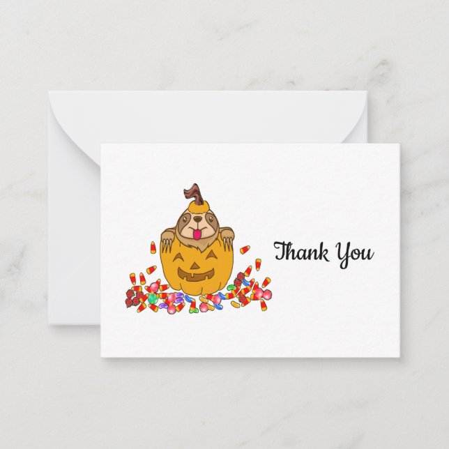 Cartes de Remerciements Halloween Sloth (Devant)
