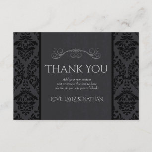 Cartes de Remerciements Mariage damassé Black & Gr