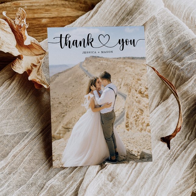 Cartes de Remerciements Mariage de Script de Coeur (Créateur téléchargé)