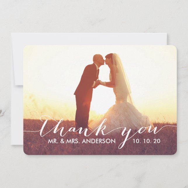 Cartes de Remerciements Mariage Simple Script (Devant)