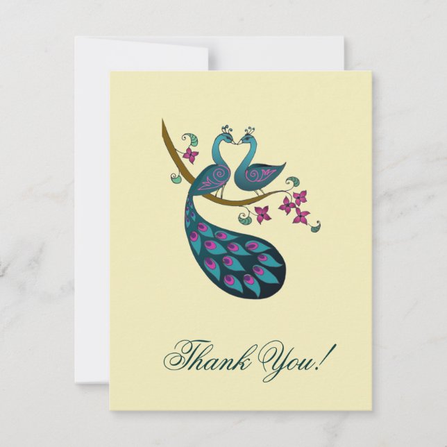 Cartes de Remerciements Peacock - ivoire (Devant)