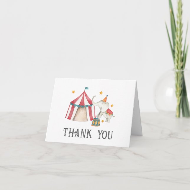 Cartes de remerciements pliées de cirque (Devant)
