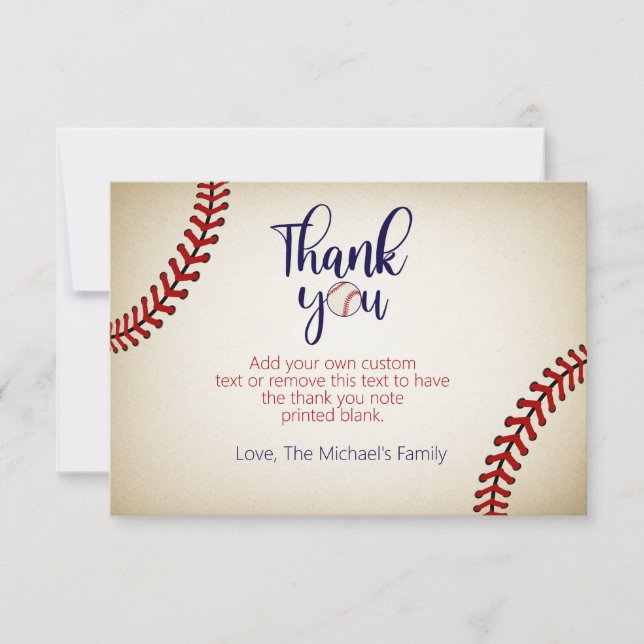 Cartes de remerciements pour le baseball (Devant)
