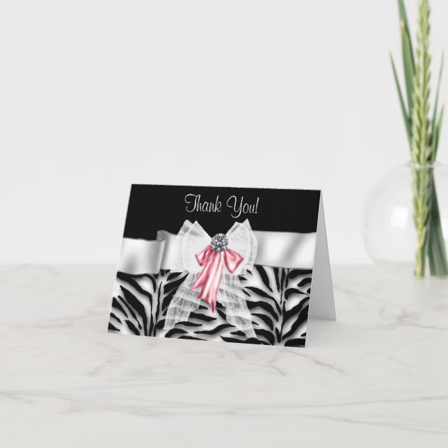 Cartes de remerciements pour le Zebra rose (Devant)