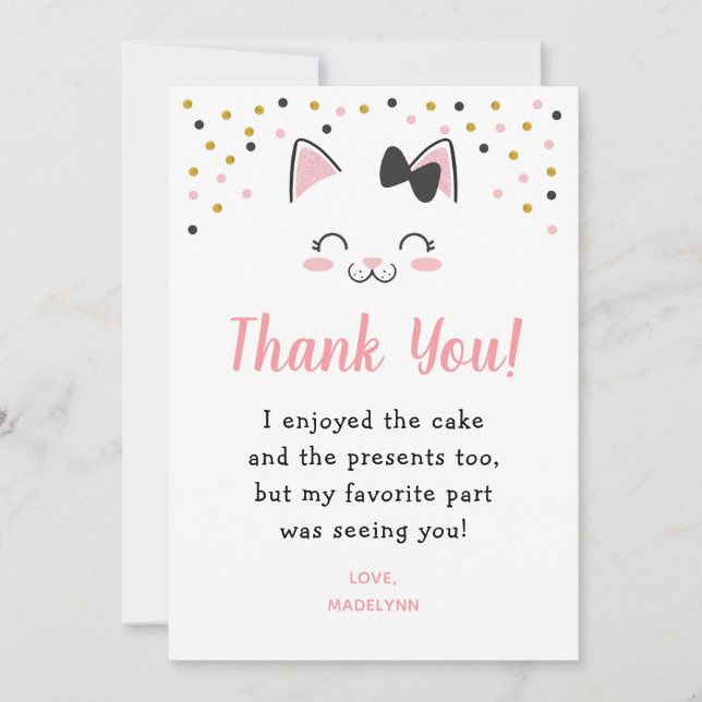 Cartes de remerciements pour les chats Kitty (Devant)