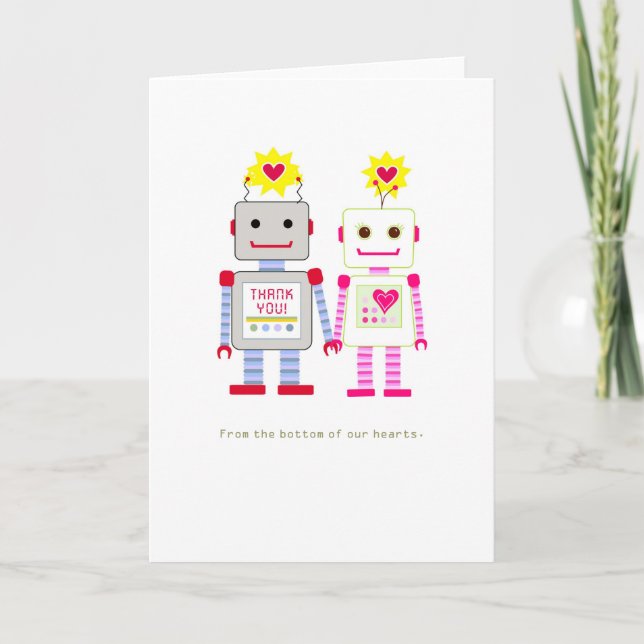 Cartes de remerciements pour les Mariages robotisé (Devant)