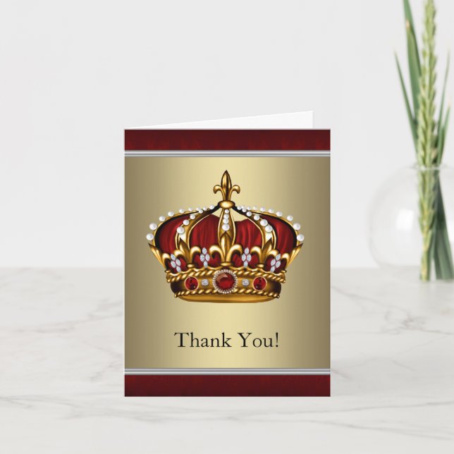 Cartes de remerciements Red and Gold Crown (Devant)