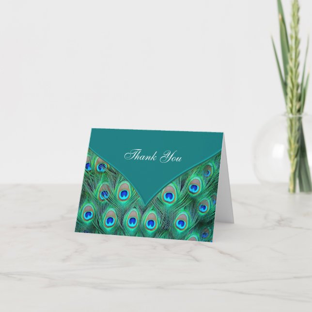 Cartes de Remerciements turquoise Blue Peacock (Devant)