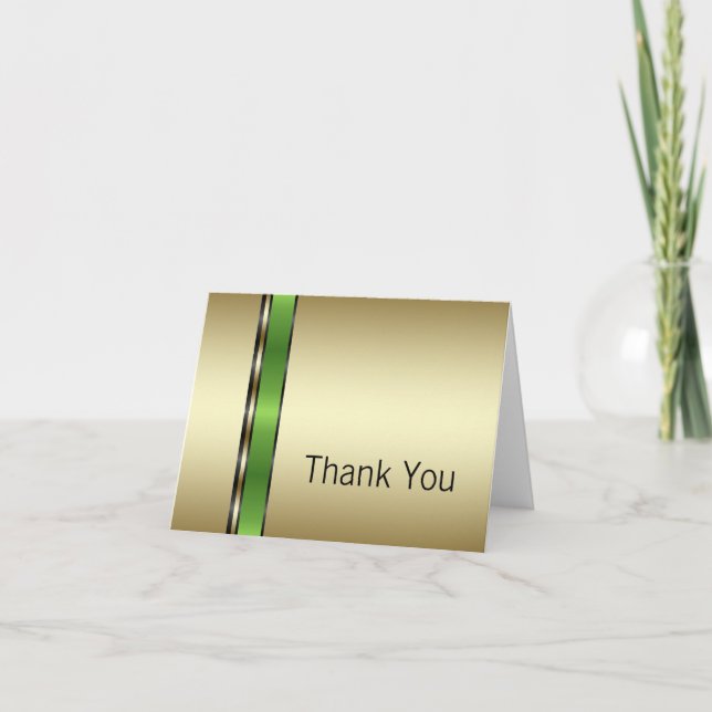 Cartes de remerciements vertes et d'or (Devant)