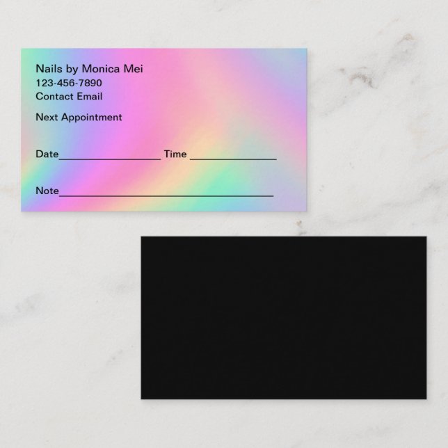 Cartes de rendez-vous client Manicure Nail Tech (Devant / Derrière)