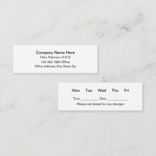 Cartes de rendez-vous de bureau de dentiste compac