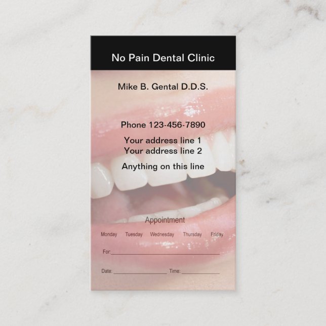 Cartes de rendez-vous des dentistes (Devant)