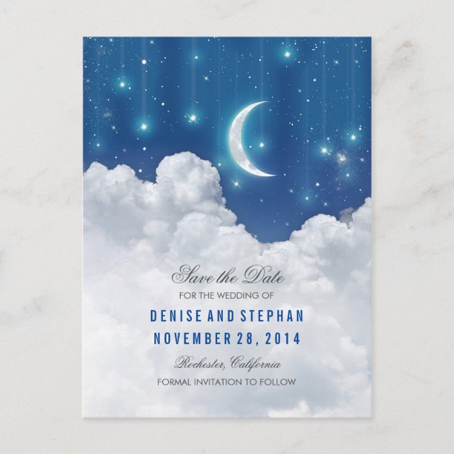 Cartes de rendez-vous étoiles et lumières de lune (Devant)