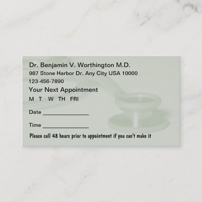 Cartes de rendez-vous Médicales (Devant)