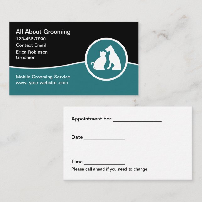 Cartes de rendez-vous pour animaux de compagnie (Devant / Derrière)
