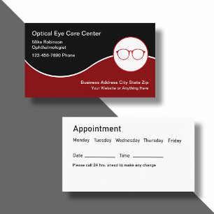 Cartes de rendez-vous pour ophtalmologue médecin d