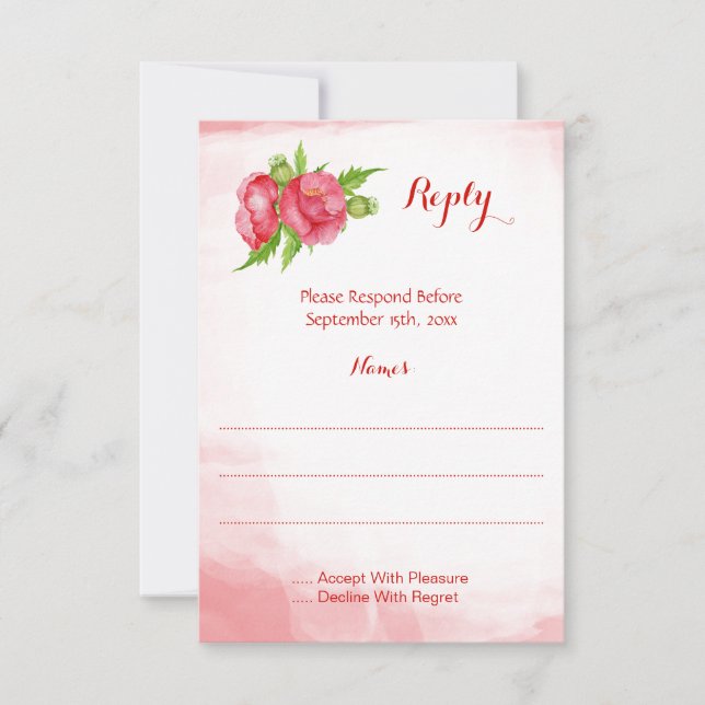 Cartes de réponse à l'aquarelle de Poppy (Devant)