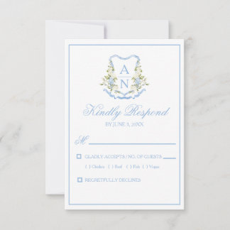 Cartes de réponse avec monogramme et motif Hydrang