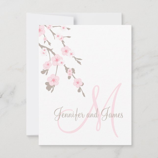 Cartes de réponse de mariage à la Fleur de Cerisie (Devant)