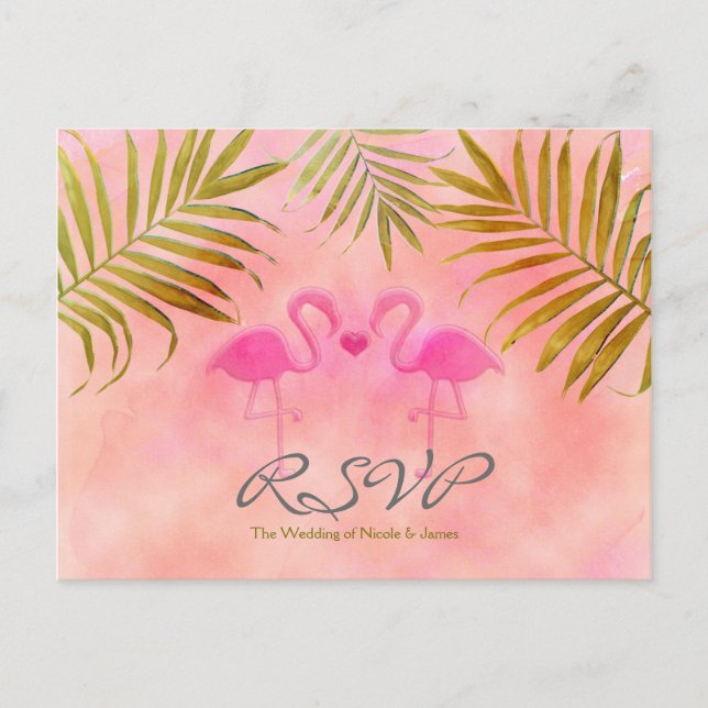 Cartes de réponse de mariage à l'aquarelle Deux Fl (Devant)