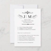 Cartes de réponse de mariage à monogramme en calli
