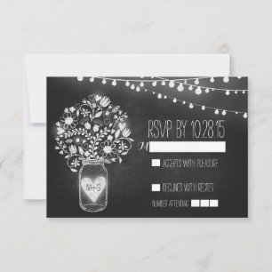 Cartes de réponse de mariage à tableau noir avec p