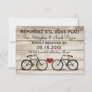 Cartes de réponse de mariage à vélo vintage