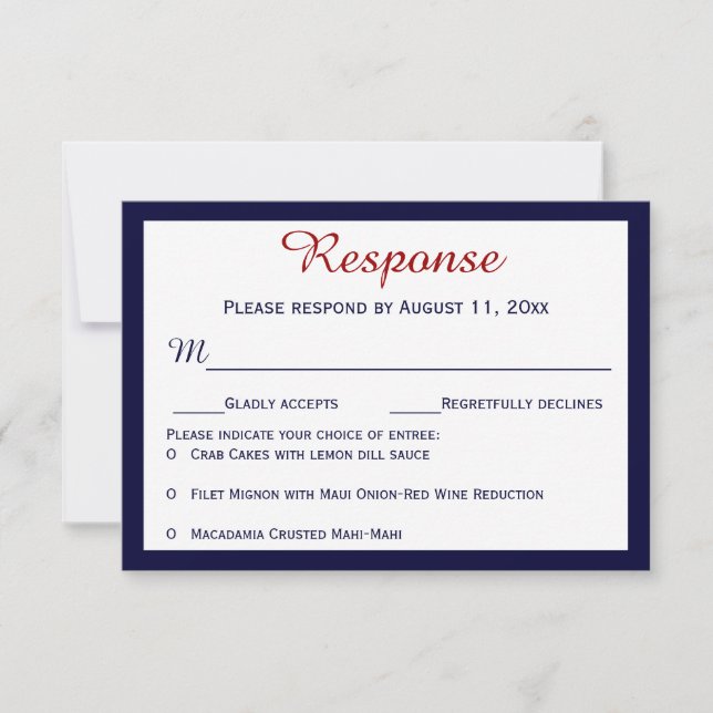 Cartes de réponse de mariage au crabe bleu marine  (Devant)